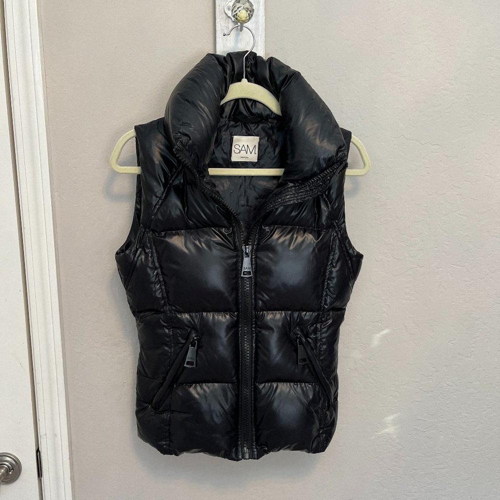 Sam Black Shiny Puffer Vest